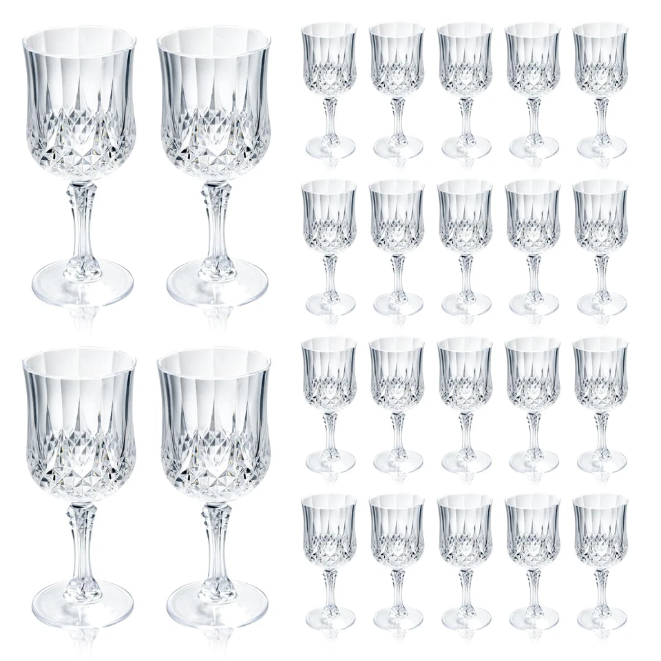 24 PIEZAS copas de vino de plástico 7 oz, copas de plástico transparente vasos para bebidas, blanco... Foto 1 de 4