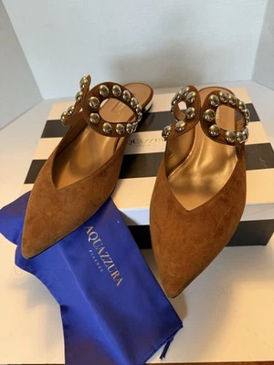 Aquazzura DJ Slide Gamuza Canela Talla 42 Hecho en Italia Nuevo con Caja Foto 1 de 4