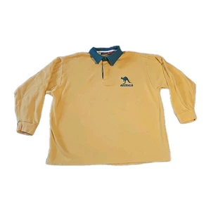 Polo manica lunga vintage Australia canguro giallo verde gru sport med. - Foto 1 di 8