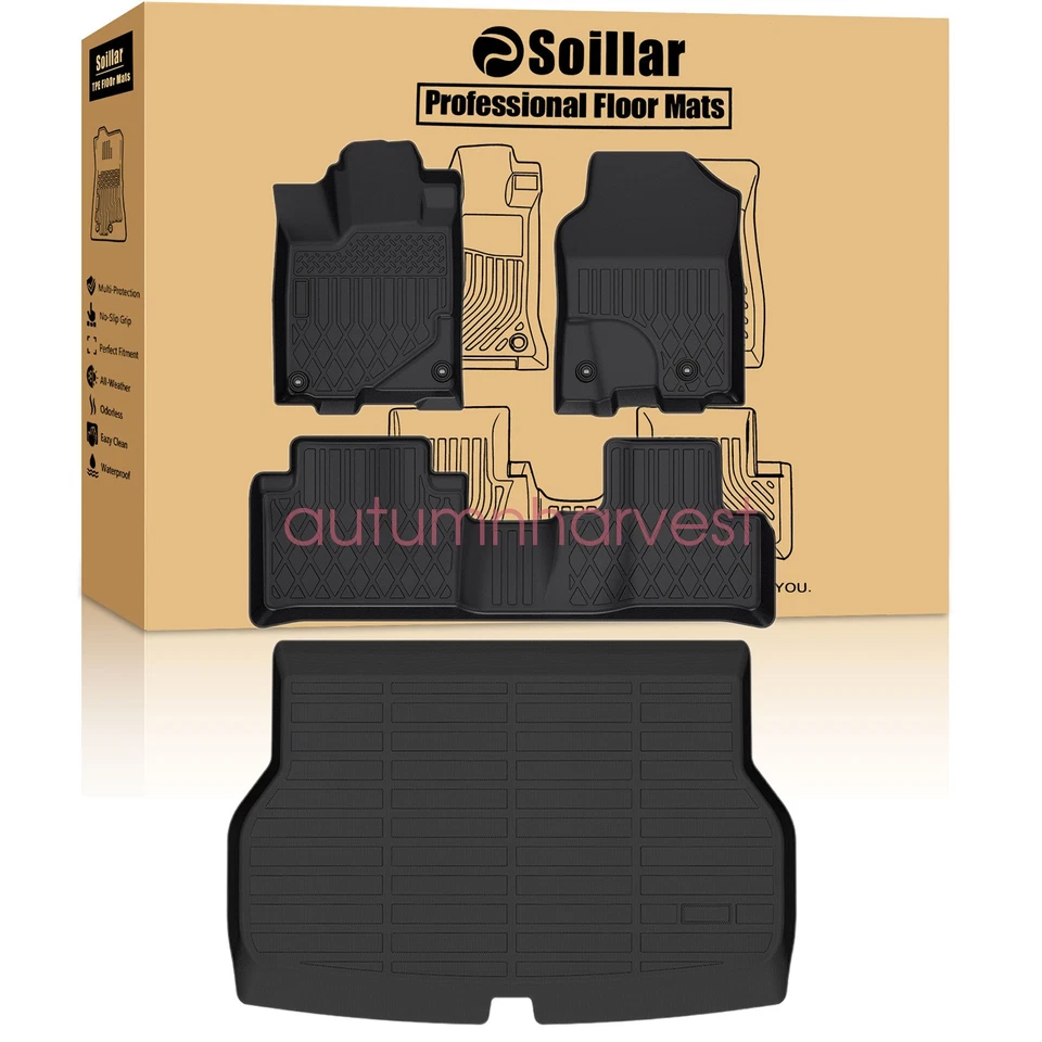 TPE Floor Mats Liners+Trunk Cargo Liner For 2013-2018 Acura RDX 8-Way Power Seat - Image 1 of 4