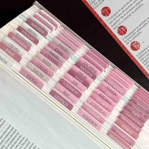 Schede bibliche laminate spagnole, pestañas para biblia en español, rosa - Foto 1 di 6