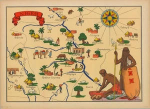 1943 Jylbert Colorful Pictorial Map of Niger, French West Africa - Picture 1 of 1