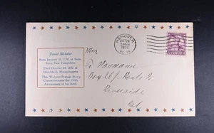 Oct 24 1932 FDC USA Scott # 725-21b Text in Box Cachet VF Cover Daniel Webster - Picture 1 of 2