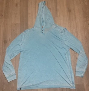 Johnnie-O Hangin’ Out Hoodie T-Shirt XXL Blue Montego Long Sleeve Surf 2 Button - Picture 1 of 12