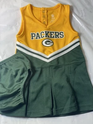 Vestido de torcida Green Bay Packers para meninas 2 peças tamanho 2T vestuário de equipe infantil - Imagem 1 de 4