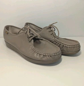 SAS Handsewn Siesta Shoes Womens Size 9 M Leather Comfort Oxford Moc Toe Mocha - Picture 1 of 14