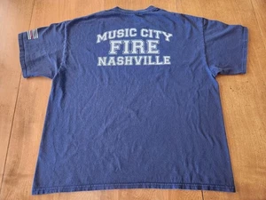 Vtg. Music City Fire Dept. Nashville TN  Men's XL Blue Graphic T-Shirt - Picture 1 of 5