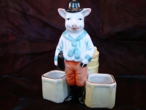 Moutardier Sel Poivre Figurine Cochon Ecolier Style Art Deco-allemand Style Art - Imagen 1 de 8