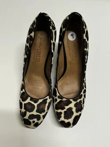 Anzetutto Shoes Womens 9 Brown Leopard Fur Leather High Heel Pump - Picture 1 of 8