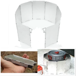 9 Plates Fold For Picnic Outdoor Camping Cooking Stove Sliver Wind Shield Screen - Picture 1 of 10