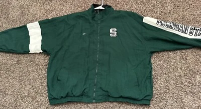 Chaqueta De Colección Reebok Michigan State Spartans Verde Cremallera Nylon Talla 2XL Foto 1 de 4