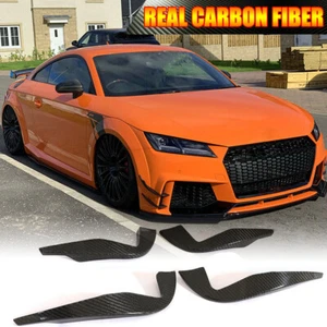 Fits Audi TT RS TTRS 8S 2016-18 REAL CARBON Front Bumper Splitters Fins BODYKIT - Foto 1 di 15
