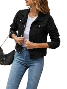 Women s Classic Black Blazer Elegant Long Sleeve Single Button Notched Lapel Su - Picture 1 of 48