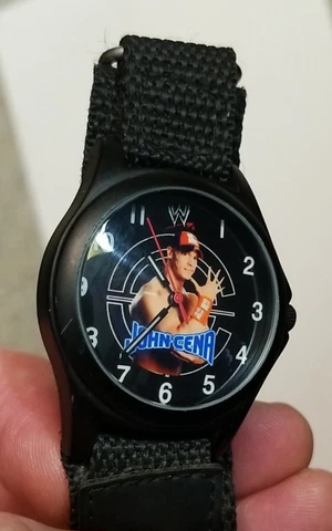 John Cena Wristwatch flat black metal with adjustable velcro strap Cover