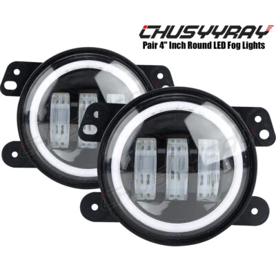 Fit Chrysler PT Cruiser 2006 2007 2008-2010 Pair 4" Inch Round LED Fog Lights - Image 1 of 4