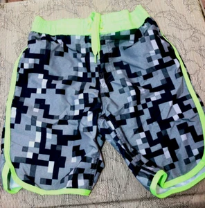 Boys Swim Trunks Arizona Jeans Mesh Lining Gray with Lime Green Trim - Size 6 - Picture 1 of 7