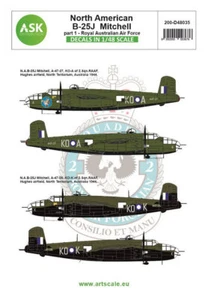 Art Scale Kit Decals for 1/48 B-25J Mitchell Part 1 Royal Australian Air Force - Picture 1 of 1