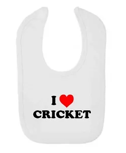 Baby Bib I Love Cricket T20 Big Bash Test Sport Funny - Picture 1 of 2