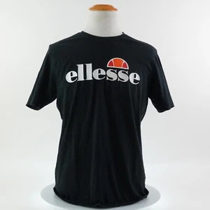 Ellesse Short Sleeve Shirt Logo Black Men’s Size XL 100% Cotton Tennis - Picture 1 of 24