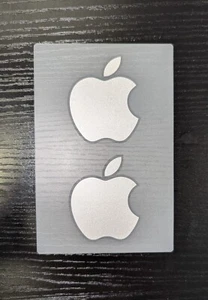 Authentic SILVER Apple Logo Decal Sticker Set Large Brand New (2) Stickers  - Afbeelding 1 van 3