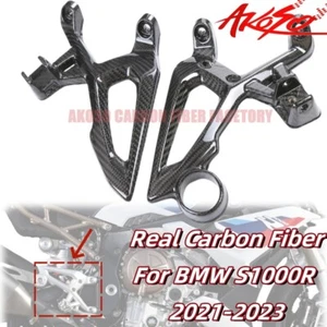 For S1000R 2021-2024 Real Carbon Fiber Rear Foot Peg Heel Guards Wing Protector - Picture 1 of 12