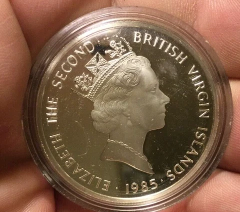 1985 British Virgin Islands 20 Dollars Silver Coin Cover