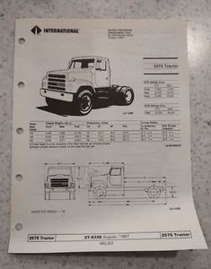 NAVISTAR INTERNATIONAL HARVESTER SPECIFICATION SHEET - 2575 TRACTOR / TRUCK - Picture 1 of 3