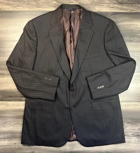 BROOKS BROTHERS Blazer Men's 46L Brown Pinstripe STRETCH 346 Sport Coat Jacket - Picture 1 of 12