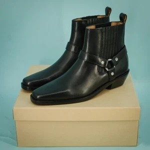Madewell Size 8.5 Santiago Black Leather Western Moto Ankle Bootie Boots NEW - Picture 1 of 6