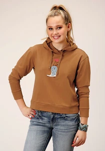Roper Womens Micro Fleece Tobacco Brown 100% Cotton Hoodie - Picture 1 of 4