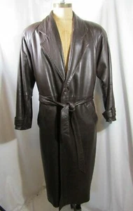 Men's Leather Trench Coat Brown 100% Authentic Leather Coat #25 - Picture 1 of 5
