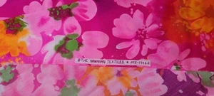 Tessuto tessile hawaiano vintage THC tessuto floreale brillante fiori rosa arancione - Foto 1 di 6