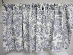 Einzelne blaue französische Landhaus Landhaus Toilette Baumwolle Ente VALANCE 56" W - Bild 1 von 7