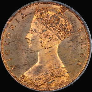 HONG KONG CENT 1863 PCGS PR67 RB  PRIDMORE 165b 1C W/DOT TONED, FINEST KNOWN    - Picture 1 of 8