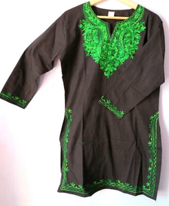 BLUE Womens L Ethnic Bollywood Shirt Kurti Kurta Embroidered Festival Beach NEW - Picture 1 of 5