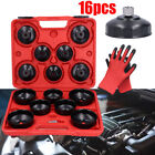 16pack Oil Filter Socket Wrench Cup Set 1/2" 3/8" for Garage Car Auto Repairing