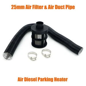 25mm Air Diesel Heater Intake Filter + Intake Duct Ducting Pipe + Clips Black A - Picture 1 of 7