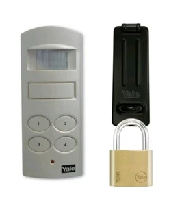 Yale P-SHPK-01 Wireless Shed and Garage Alarm with Padlock & Hasp, White, 40mm - Picture 1 of 9