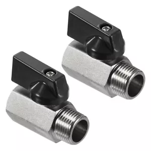3/8''NPT Female to Male Shut-Off Valve,Nickle Plated Brass Mini Ball Valve 2Pcs - Picture 1 of 4