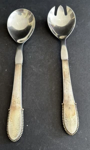 Georg Jensen Silber Salat Servierset mit Stahl, klein - Perlen/Kugle - VINTAGE - Bild 1 von 9