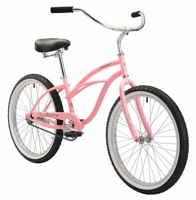 Bicicleta de crucero de playa de 24" rosa de una sola velocidad para dama Foto 1 de 2