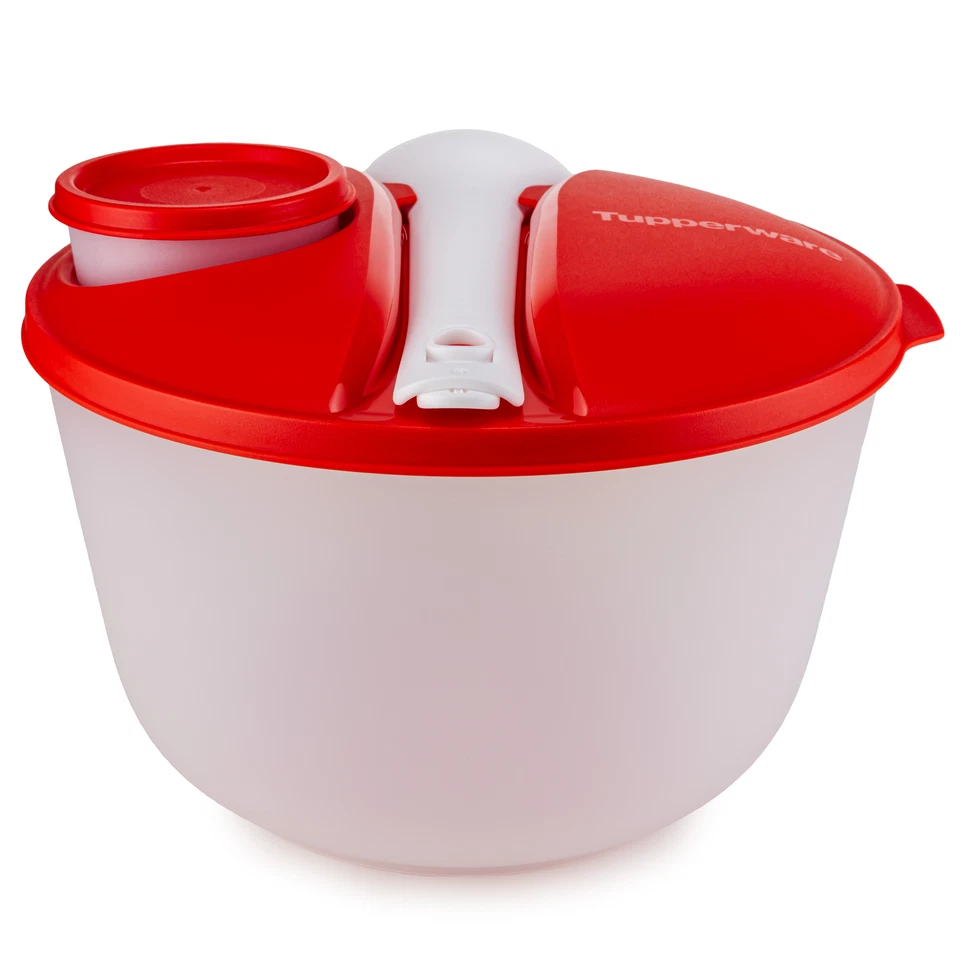 Tupperware Salatschüssel 3,9 L + Deckel Salat Go besteck rot - Bild 1 von 1