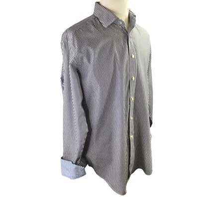 Jack Stone Thomas Dean Long Sleeve Contrast Flip Cuff Size XL Navy Blue Stripe - Image 1 of 4