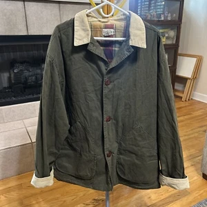 J Crew Jacket Mens XL Green Barn Chore Coat Flannel Corduroy Oarsman Vintage - Picture 1 of 11