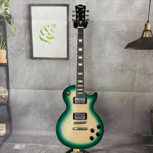 Custom Green LP E-Gitarre HH Tonabnehmer Chromteil geflammter Ahorn Mahagoni Korpus - Bild 1 von 8