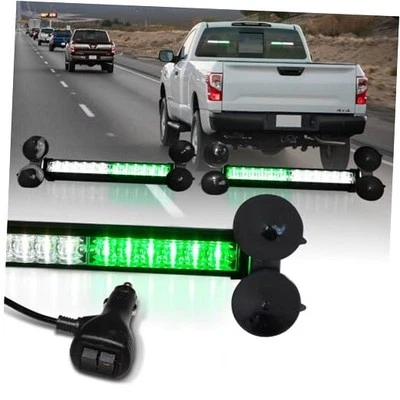  2x12 Inch LED Traffic Advisor Emergency Strobe Lights Bar White Green - Image 1 of 4