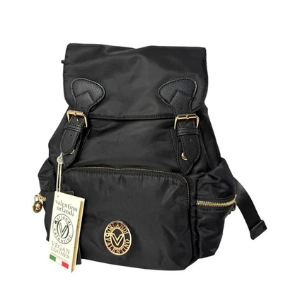  Mochila Valentino Orlandi de nailon negra mediana para mujer herrajes dorados italiana nueva con etiquetas Foto 1 de 4