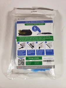 8 Pack Space Saver Storage Travel Roll Up ZipLock Compress Bags No Vacuum Needed - Picture 1 of 8