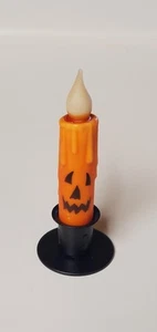 Country Primitive Jack O Lantern Battery Operated LED Timer Taper Candle 4.5" - Picture 1 of 2
