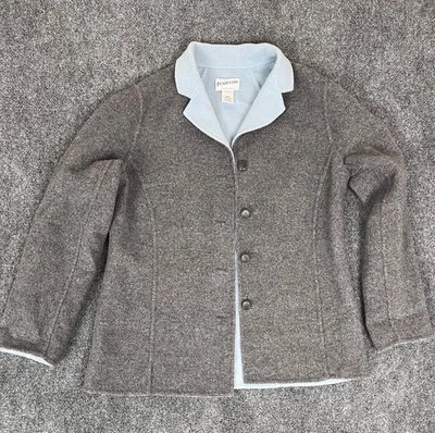Chaqueta Pendleton Gris Y Azul Claro Reversible Lana Merino Manga Larga Talla M Foto 1 de 4